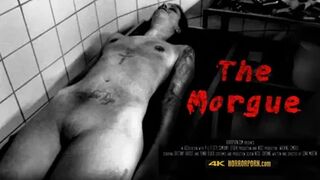 סוטה פתולוג מזיין שתי קפוא מתים בנות בחדר המתים